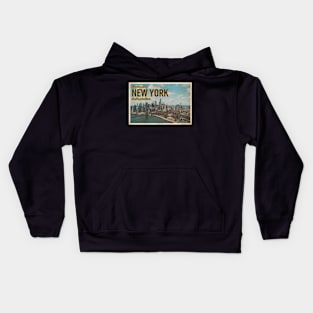 Greetings from New York - Vintage Travel Postcard Design Kids Hoodie